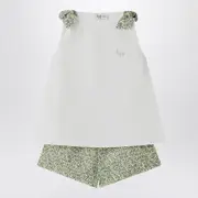 [Il Gufo] Two-piece white set in Liberty fabric 18 M Green