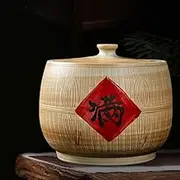 Ceramics Rice Jar Handcrafted, Ceramic Rice Bucket Sealed, Household Grain Bucket Storage Cylinder With Lid For Kitchen/Pantry(10kg/22lbs)