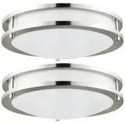 Sunlite 2Pk Warm White 18" LED Fixture, Brushed Nickel, 28W (220W Eq.) Dimmable