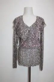 INC International Concepts V-Neck Ruffle Top Pastel Mauve Michaela S