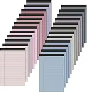 Lincia 24 Pcs 4" x 6" Legal Pad Writing Notepads Small Legal Pad College Ruled 30 Sheets/pad Multiple Color Lined Note Pad for Work 80 Gsm Paper for Grocery List Shopping List(Cute Color)