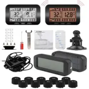 Solar Power TPMS Tyre Pressure Monitor System 10 Sensor & Repeater For Truck RV