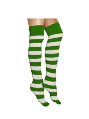 Knee High Striped Socks - St Patrick's Day - Elf Costume Accessory - Green/White