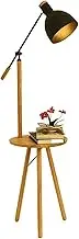 Indoor Floor Lamps Industrial Floor Lamp Modern Floor Lamp with Shelves Farmhouse Rustic Floor Standing Lamps with Iron Shade & Wooden Base for Living Room Bedroom Office Standing Lamp(Black)