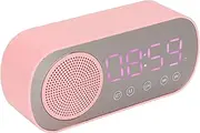 Alarm Clock with Bluetooth Speaker/Backlit Light/Mirror Screen, Portable Micro USB Charging FM Radio Digital Clock with HiFi Sound Girls Reading Traveling Sports
