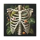 Botanical Ribcage Canvas Print | Surreal Nature & Anatomy Wall Art | 24"x24"