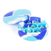 MDG Silicone Dice Storage Container/Organiser Case Round Blue/White/Light Blue
