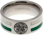 Celtic FC Colour Stripe Ring (UK Size: Large) (Silver/Green/White)