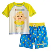 CoComelon Swim Trunks Rash Guard Swimsuit Set Shirt Shorts Toddler 2T 3T 4T 3 4