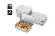 Vivva 12pcs Metal Hinged Tin Box Container Blank Portable Small Storage Container Case (Silver)