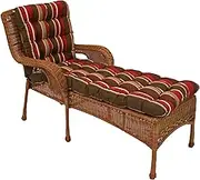 Blazing Needles Squared Outdoor Patterned Spun Polyester Tufted Chaise Lounge Cushion, 74" x 19", Luxury Azure