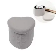 Catzon Heart Shaped Ottomans Faux Teddy Fur Storage Stool for Living Room-Grey