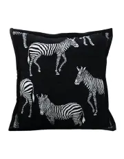[SOGA] Light Luxury Zebra Square Throw Pillow 50cm in Black