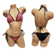 SALE! Exotic Dancer Stripper Sexy TieSide MicroScrunchbum Black Lace Bikini