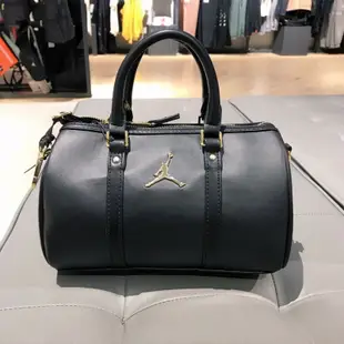 美國代購Nike Air Jordan波士頓圓筒單肩手提女包 經典黑皮革 百搭手提肩背包 帥氣 可愛 新款