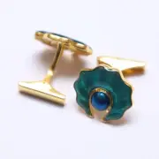 Flower Blue & Blue Topaz Enamel Cufflinks | Sterling Silver Men’s Cufflinks