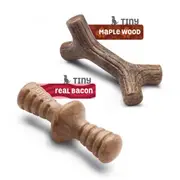Benebone Maplestick Zaggler Bacon 2 Pack Tiny Puppy Chew Toy