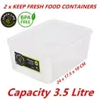 2 x 3.5L Plastic Food Containers Takeaway Meal Storage Lunch Boxes Lid BPA Free