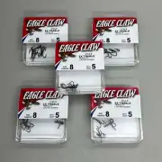 EAGLE CLAW (5 PACK) Curved Point 2X Treble Hook Lure Repla Bronze #8 5pc 374A-8