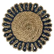 Seagreass 35cm Placemat Round Navy Dual