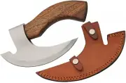 11” Short Handle Bearded Pizza Cutter Axe Knife with Leather Sheath AU