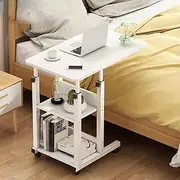 Overbed Table Portable Standing Desk On Wheels Tray Table Overbed with Storage Adjustable Sofa Side Bed Laptop Cart Stand Height Mobile