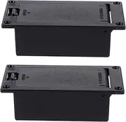 2 Pcs Pickup Battery Case Guitar Pickup Battery Compartment for Active Bass Pickup Battery Container Guitar Battery Holder Bass Guitar Battery Batteries Plastic and Metal Black