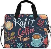 Quteprint Coffee Time Leaves Fruit 15.6 Inch Laptop Bag Briefcase for Business, Water-Resistant Computer Bag Fits 14-16 Inch Notebook for Men Women, Office Travel Work Backpack, Multi, 40x7.5x30cm