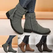 Women's Flat Casual Boots With Side Zippers Round Toe Retro Boots