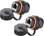 uxcell RJ45 Panel Mount Coupler, IP68 Shielded Industrial Panel Mount Bulkhead Ethernet LAN Pass Through Connector for CAT5/CAT5E/CAT6A(Orange,Pack of 2)