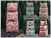 Hand Block Printed Makeup Toiletry Bag 3 Pcs Set Quilted Cotton Makeup Bag