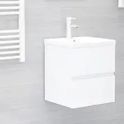 Engineered Wood Bathroom Vanity Sink Cabinet, White Finish, Storage Drawer, Compact Design for Small Spaces