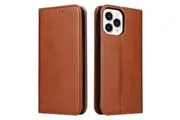 For iPhone 14 Pro Case Leather Flip Wallet Folio Cover with Stand Brown