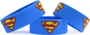 Three (3) of Super Man Wristbands - Superman Silicone Bracelets Wide Blue Bands