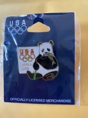 BEIJING 2008 OLYMPICS PIN USOC PANDA BEAR EATING BAMBOO LIMITED EDITION