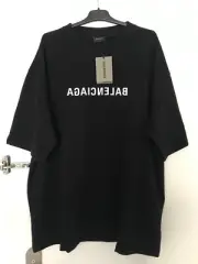 Balenciaga Black Mirrored, Reverse Logo T Shirt Size: XL Made In Portugal NWT
