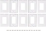 Ciuouient 10Pcs 80301-SW Screwless Wallplate/Wall plate Compatible with 1-Gang Decora Plus Wallplate Screwless Snap-On Mount(10Pack White,with mounting base screws)
