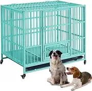 Extra Strong Large Dog Cage, with Lockable Wheels & Removable Tray, for Small Medium Large Dogs, Easy to Assemble, Bite Proof (Size:S(78X52X65cm),Color:A)