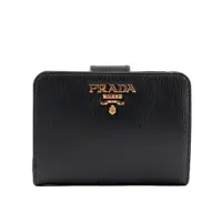 在飛比找誠品線上優惠-【PRADA 普拉達】浮雕Logo水波紋拉鍊釦式厚款零錢短夾