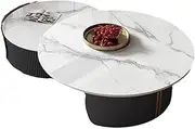 Round Nesting Table 2 in 1 Coffee Tables Modern Accent Sofa End Table with Drawers for Living Room, Bedroom, Office, Apartment,E