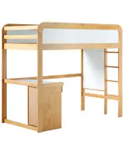 Walker Edison Modern Solid Wood Bunk Bed with Desk, Twin Loft