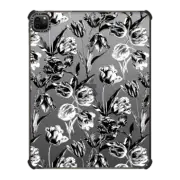 iPad Pro 12.9-inch (5th/6th gen) iPad Impact Case Black and white tulips pattern - vintage illustration