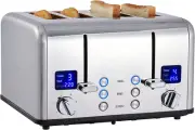 4 Slice Toaster, Ultra-Clear LED Display & Extra Wide Slots, Dual Control Panels