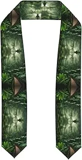[SKKNT] Tropical Rainforest Print Graduation Shawl Stole For Academic Commencements Honor Sash Congratulations Gift