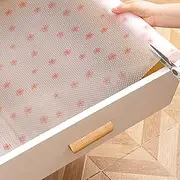 Cherry Blossom Shelf Liner - Non-Adhesive Drawer & Cabinet Liner, Non-Slip Waterproof Kitchen Shelf Paper,Pink Decorative Floral Refrigerator Liner, Easy to Cut & Clean