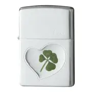 Zippo Oil Lighter Four Leaf Clover Hope Silver Epoxy Resin Regular Case Gift