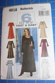 Butterick Pattern #4018 Size 6,8,10 Misses/Petite Dress six sew fast & easy