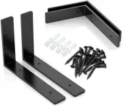 Shelf Bracket Metal Black Wall Bracket Heavy Duty Bracket DIY She 10"X6"(4 Pack)