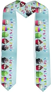 [EdWal] Colorful Happy Birthday Cupcakes print Graduation Stole and Sash Class for Unisex Adult Honor Stole Honor Stole of 2025