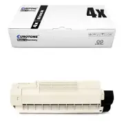 4x Eurotone Eco Cartridge, Black for OKI C-5650-DN C-5750-DN C-5650-N